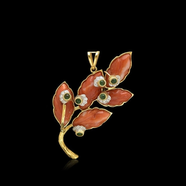 Coral Pendant Brooch (Dual Wear)